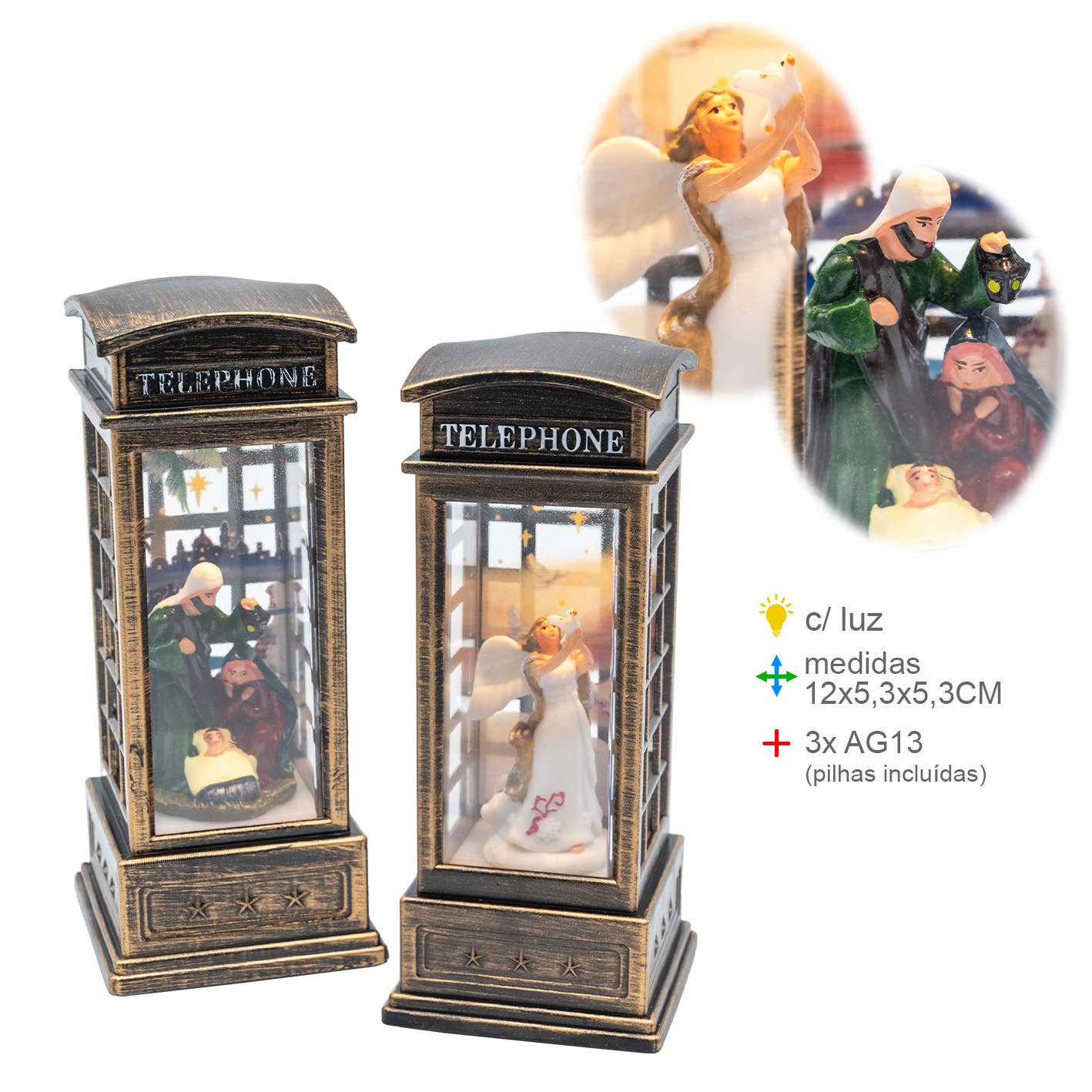Lanterna Presepe con Acqua 12x5,3x5,3cm