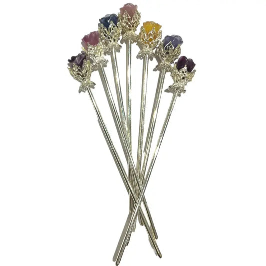 Fermaglio per capelli in fluorite rosa multicolore