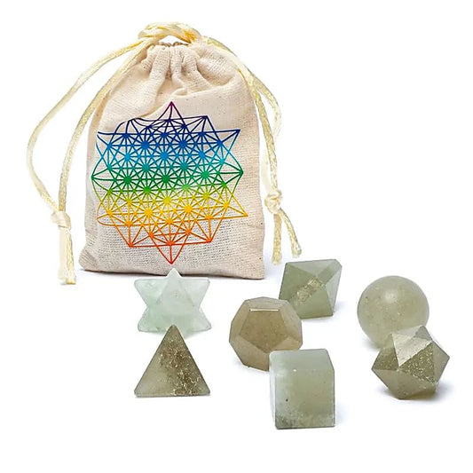 Set di 7 pezzi di avventurina geometria sacra