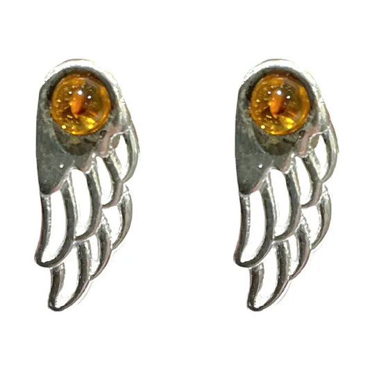 Orecchino in ambra e argento 925  Ali