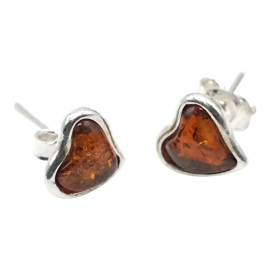 Orecchino a cuore in ambra e Argento 925  Medio (0,8 cm)