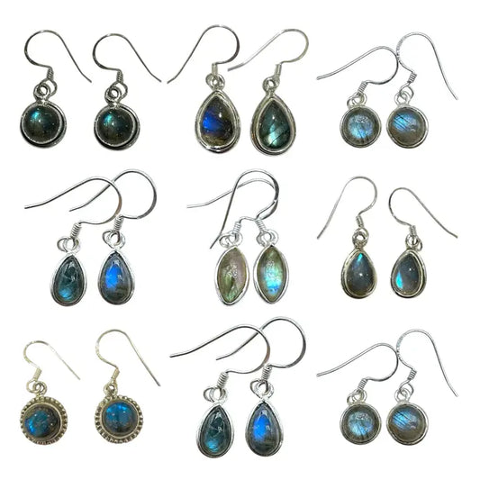 Orecchino in argento 925 con labradorite, modello casuale