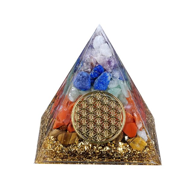 Piramide di orgonite 7 chakra Fiore della vita