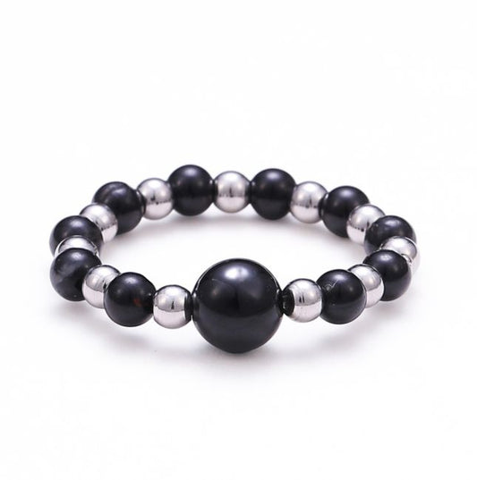 Anello perle tormalina nera