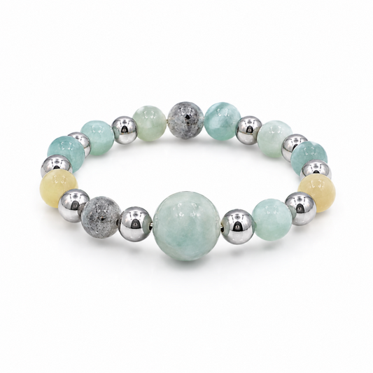 Anello perle amazzonite multicolore