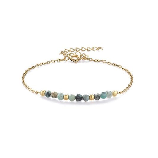 Bracciale in Turchese Naturale d’Africa sfaccettata acciaio inox dorato