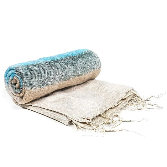 Scialle da meditazione crema a strisce